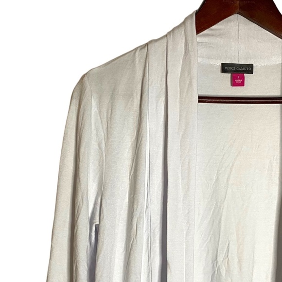 Vince Camuto Open Front Cardigan Ultra White Knit Long Length Long Sleeve Small - Picture 8 of 16